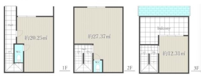 千代田区神田小川町3丁目ビル1F~3F 間取り図