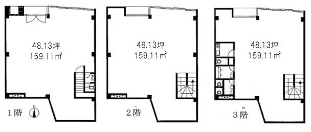 ハイリード井口ビル1F～3F 間取り図