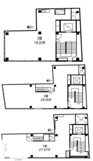 江戸っ子ビル1F～3F 間取り図