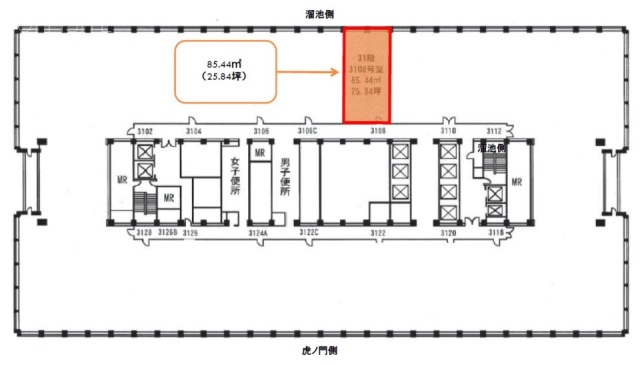 霞が関ビルディング3108B 間取り図