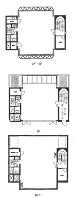 パビリオン駒場ビルB1F～3F 間取り図