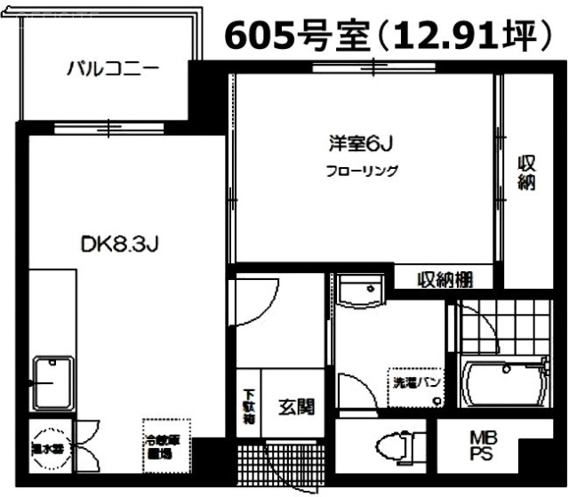 ドルミ第2御苑605 間取り図