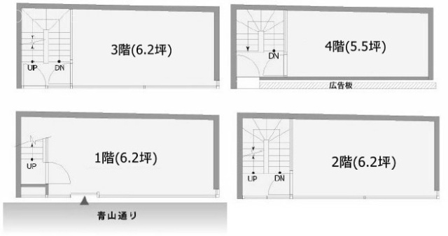 青山フェイスビル1F～4F 間取り図