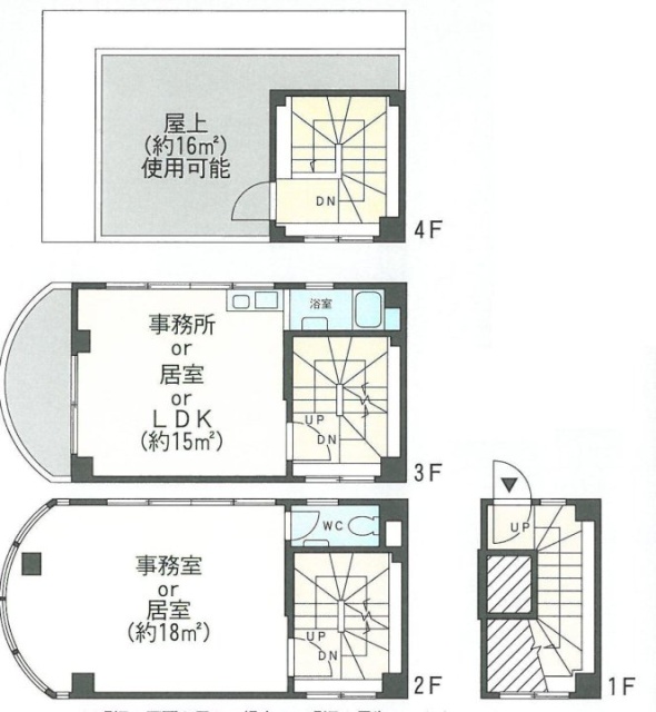 中条ビル1F～4F 間取り図