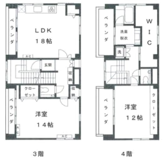 浜本ビルⅡ3F~4F 間取り図