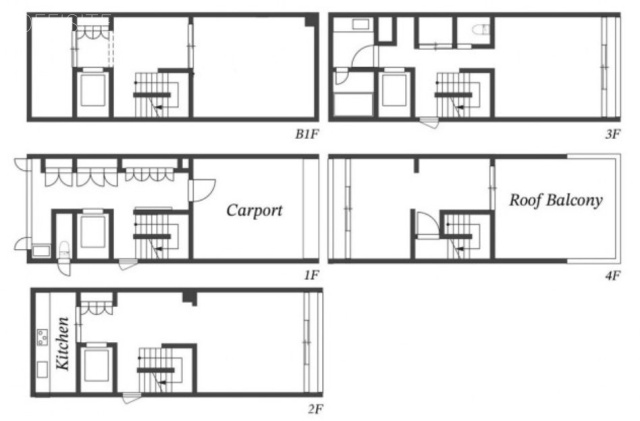 三番町一棟ビルWESTB1F~4F 間取り図