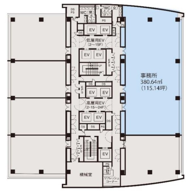 ゆめおおおかオフィスタワー23F 間取り図