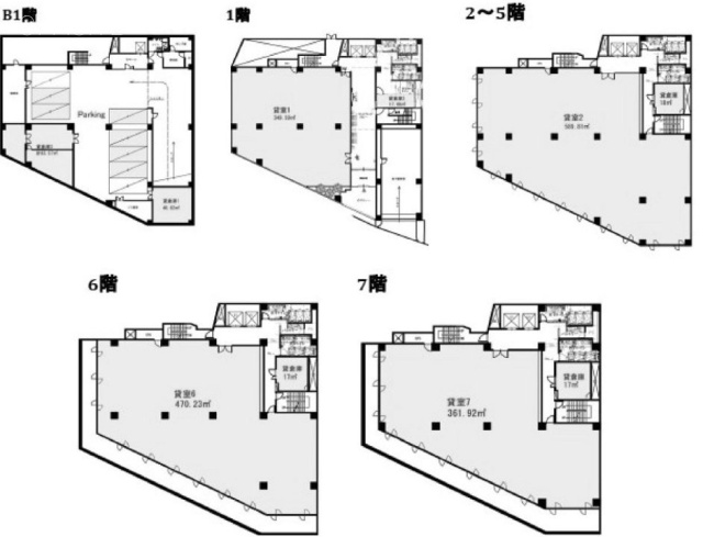 KM駿河台ビル1F～7F 間取り図