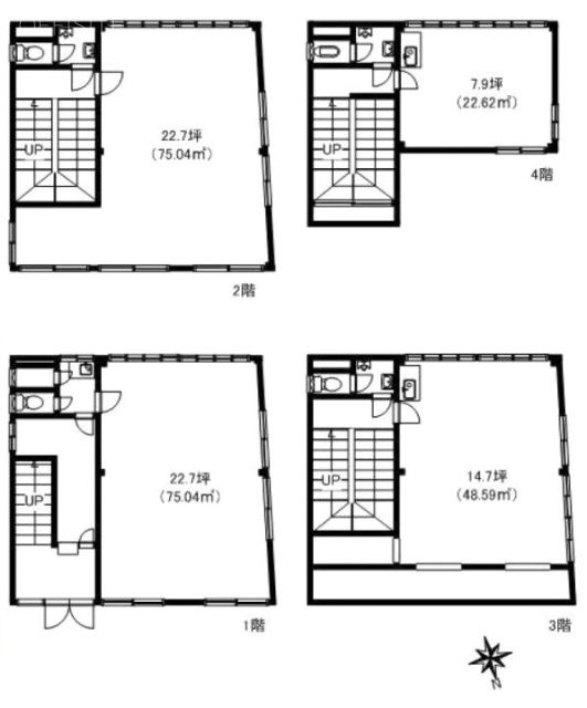 互興ビル1F～4F 間取り図