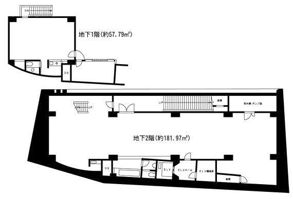 サンライト追川ビルB1F～B2F 間取り図