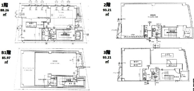 寿町3丁目貸事務所B1F～3F 間取り図