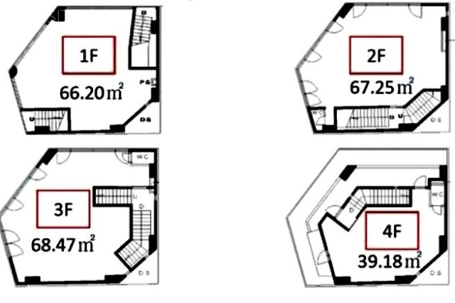 第81東京ビル1F～4F 間取り図