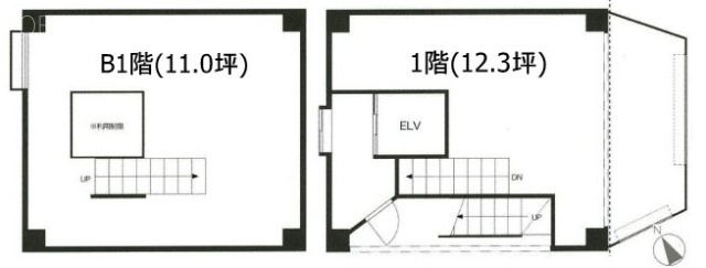 KM中目黒ビルB1F~1F 間取り図
