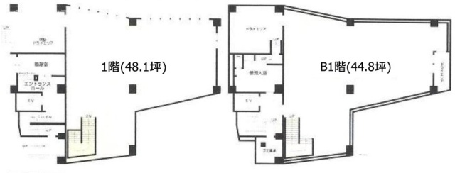 ほんだビルB1F～1F 間取り図