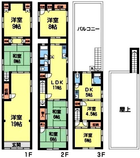 立石1丁目ビル1F～3F 間取り図