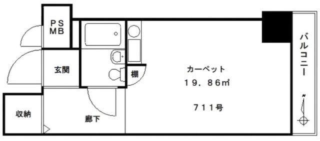 御徒町グリーンハイツ711 間取り図