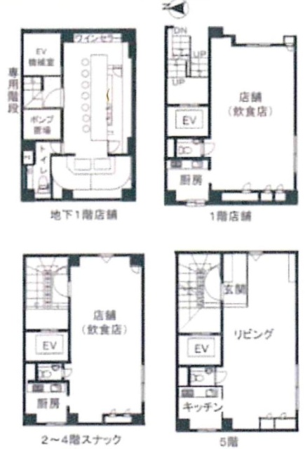 湯島ミハマビルB1F～5F 間取り図