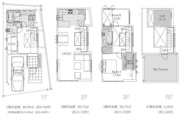 ザ・テラス西新宿ビル1-3F 間取り図