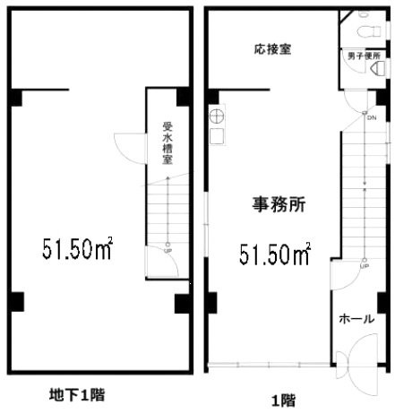 クラ46ビルB1F～1F 間取り図