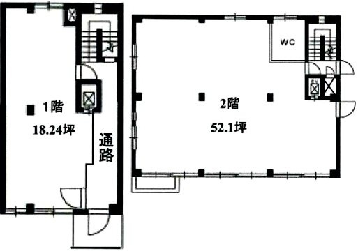 大同ビル1F～2F 間取り図