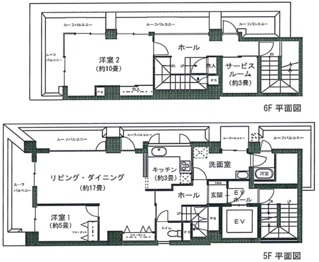 河合ビル5F～6F 間取り図