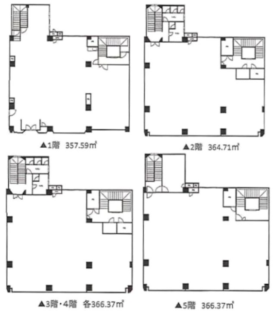 第22イチオクビル1F～5F 間取り図