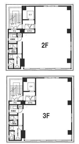 吉野屋持田ビル2F～3F 間取り図