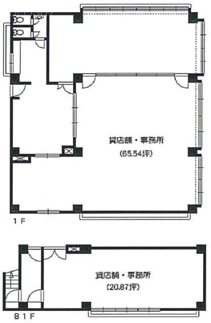 ワークビルB1F～1F 間取り図