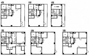 長谷築地ビル1F～6F 間取り図