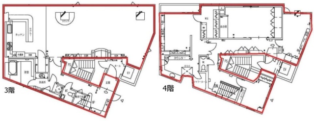 日本橋中洲ビル3F～4F 間取り図