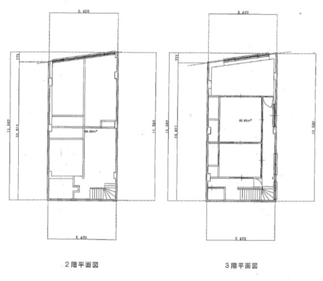 蒲田店舗ビル2F～3F 間取り図