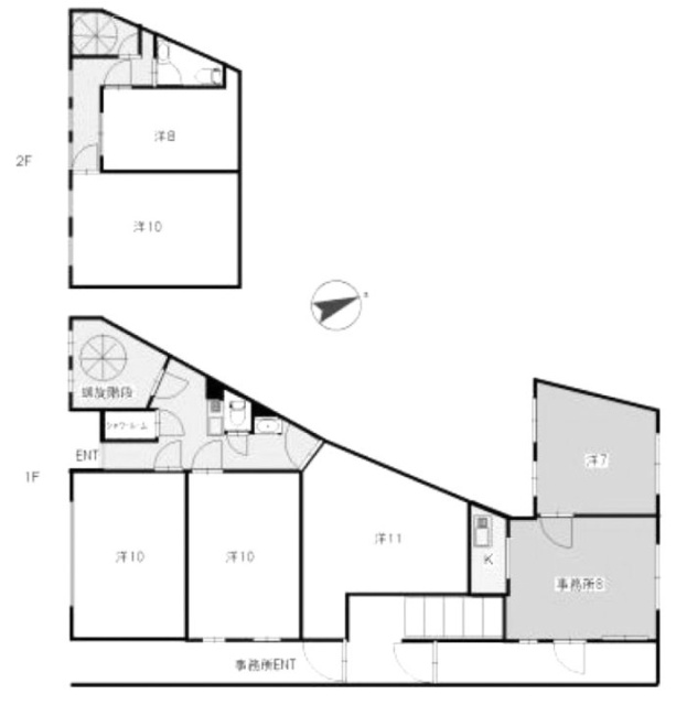 ウチヤ早稲田ビル1F～2F 間取り図