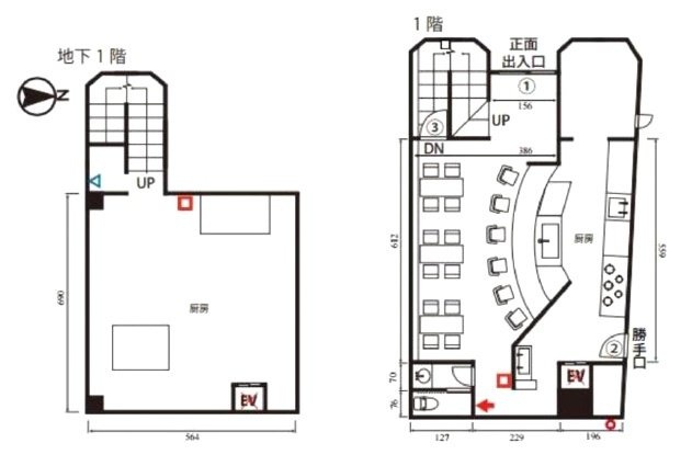 中野新橋ビルB1F～1F 間取り図