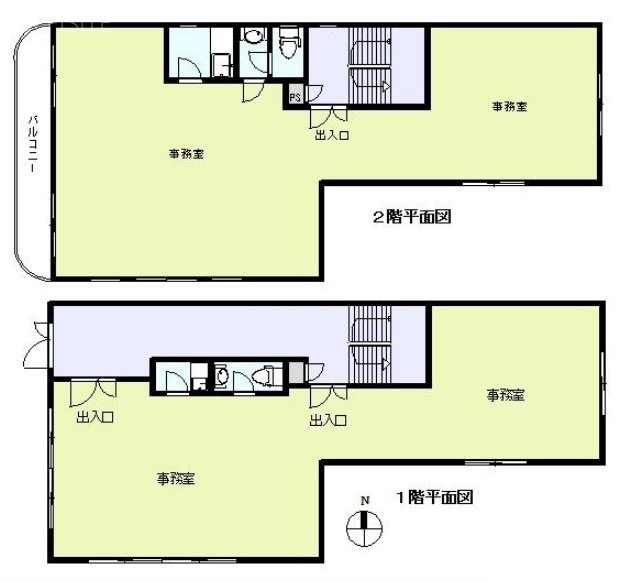 的場ビル1F～2F 間取り図