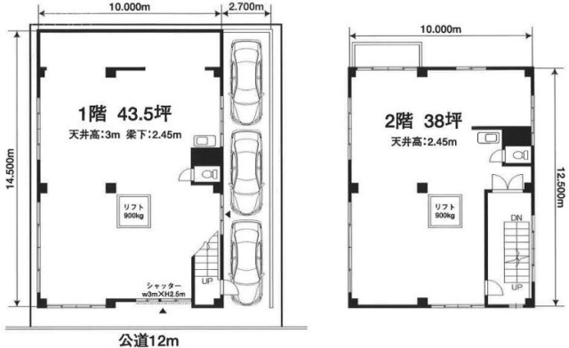 南大井4丁目貸倉庫1F～2F 間取り図