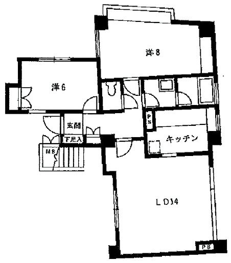 グランメール上原102 間取り図