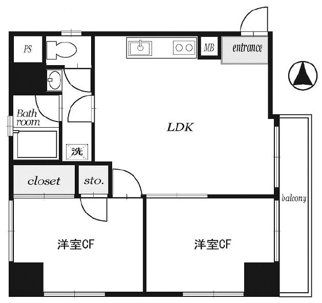 成子坂ハイツ405 間取り図