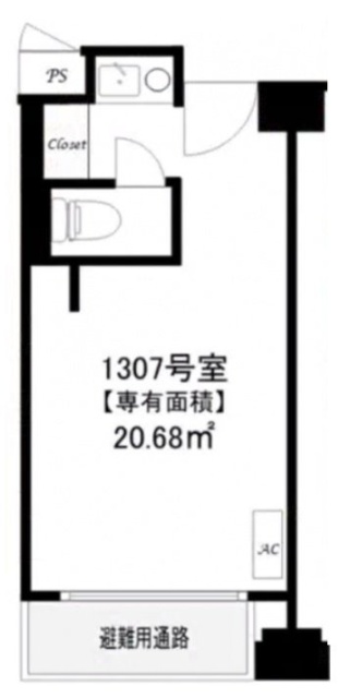 オリエント赤坂モートサイド1307 間取り図