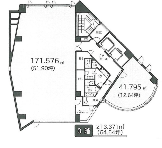 南麻布T&Fビル3F 間取り図