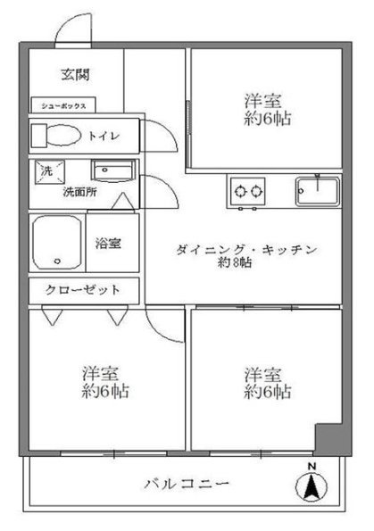 ラコティスカイマンション1F 間取り図