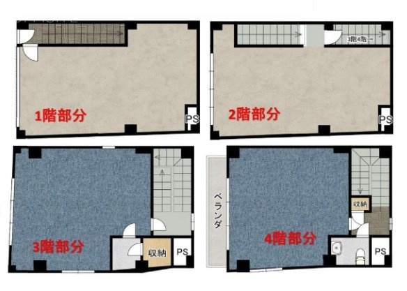 グリーンヒル西荻ビル1F～4F 間取り図