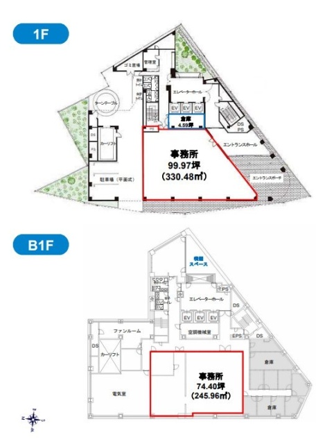 シモモトビル1F～B1F 間取り図