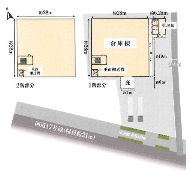 若泉3丁目貸倉庫1F～2F 間取り図