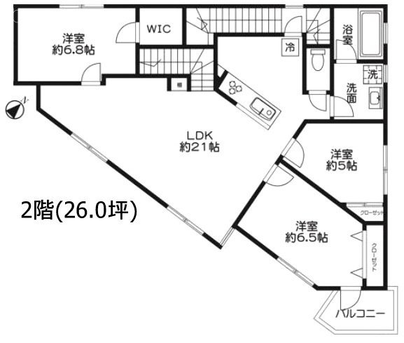 柿の木坂マンション2F 間取り図