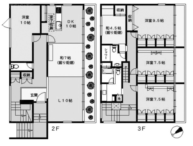 赤城下町ハウス2F～3F 間取り図