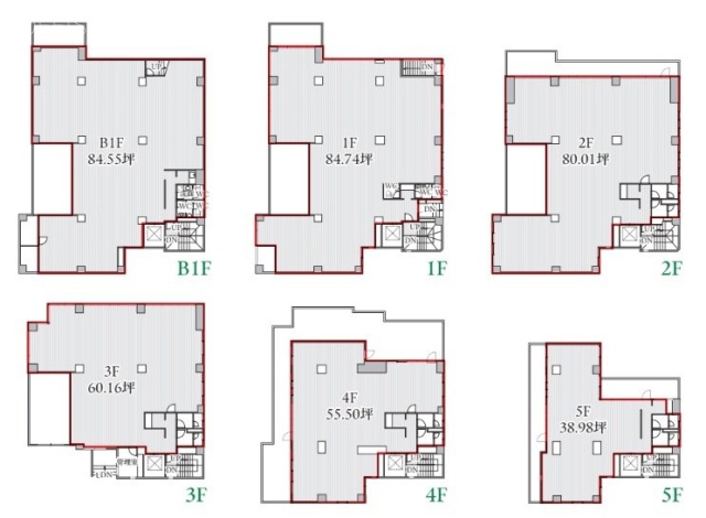 荻窪トーセイビルB1F～5F 間取り図