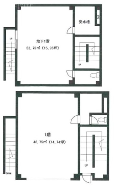 江島ビルB1F～1F 間取り図