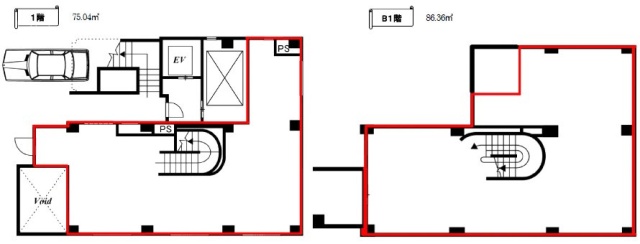 菊岡ビルB1F~1F 間取り図