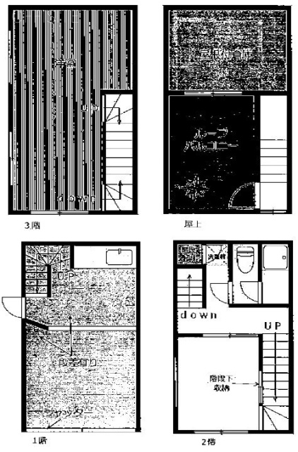 本郷4丁目一棟店舗事務所ビル1-3F 間取り図