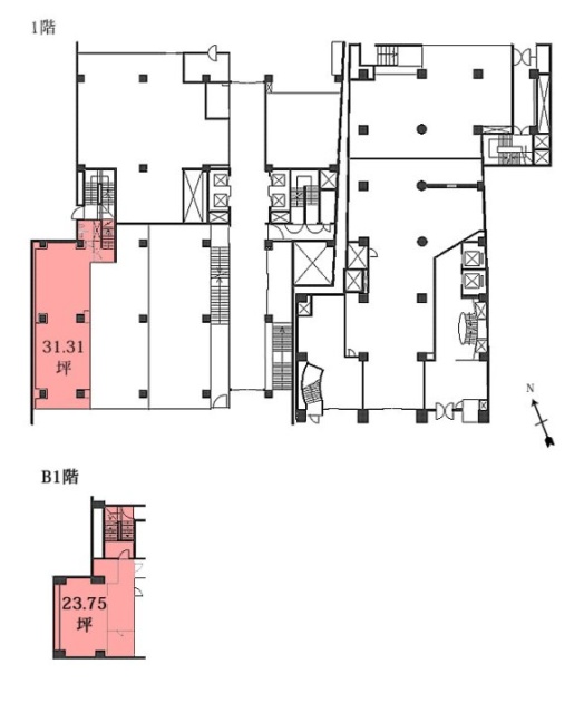 新虎ノ門実業会館(新館)B1F～1F 間取り図